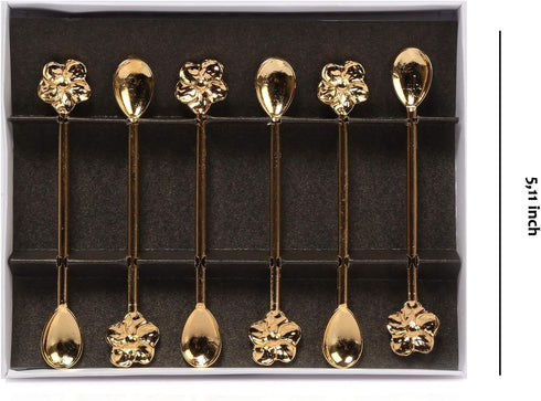 Alisveristime Traditional Ottoman Motif Tea Spoons - Decorative Stirring, Sugar, Tea Spoons (Set of 6) (Daisy) (Gold)...