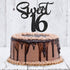 Black Glitter Sweet 16 Cake Topper - Happy 16th Birthday Cake Topper Decor - Cheers to 16 Years - 16th Wedding Anniversary Party Supplies...