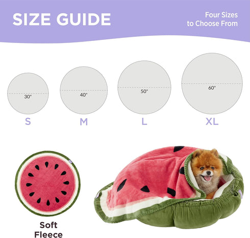 Lesure Puppy Blankets for Small Dogs - Calming Fruit Blanket for Pet, Cute Soft Cozy Fruit Pattern Round Blankets for Dog Gift, 350GSM Flannel Pet...