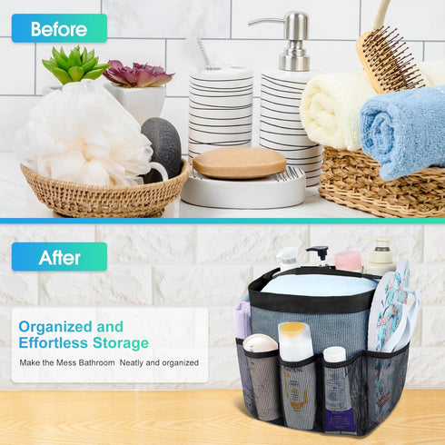 Attmu Mesh Shower Caddy Portable for College Dorm Room Essentials with 8 Pockets, Hanging Caddy Dorm Basket, Quick Dry Shower Bag for Bathroom...