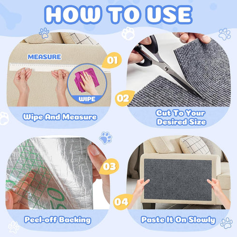 23.6x15.8 Cat Wall Scratcher Mat with Nano Tape,Anti Cats Scratch Furniture Couch Carpet Corner Protector for Indoor,Trimmable Cat Scratching Pad ...