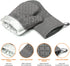 2 Pcs Oven Mitts Heat Resistant for Kitchen, Kitchen Oven Gloves, Long Oven Mitts and Pot holder with Non-Slip Silicone Stripe Soft Cotton Lining,...