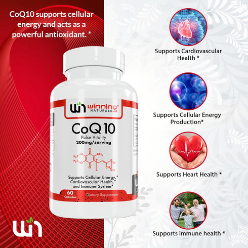 CoQ10 200mg Capsules, 60 Count, Antioxidant Supplement for Heart Health, Energy Production, and Cellular Protection (60)...
