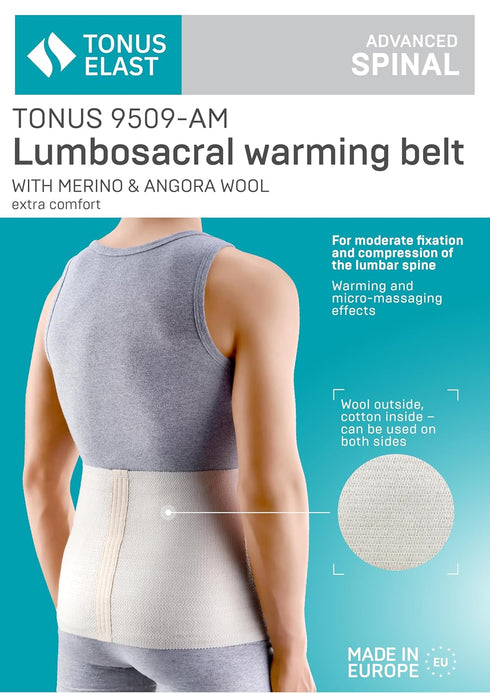 Deluxe Medical Grade Angora & Merino Wool Warming Belt, Rheumatic Back Pain Thermal Brace, RADICULITIS Warmer, Lumbar Kidney Support (Small)...