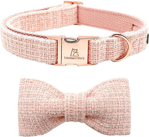 Lionheart glory Dog Bow Collar Pink Dog Collars for Female Dogs Adjustable Soft Dog Collars with Bowtie, Pet Collars Bow Tie for Large Dogs Gift...