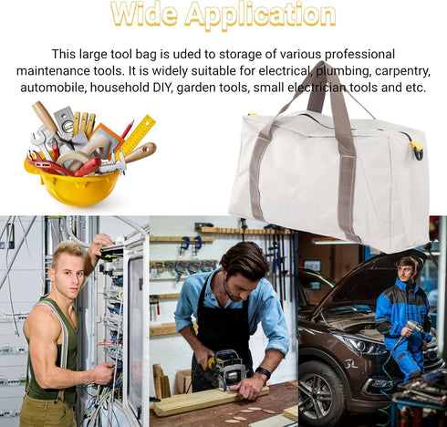 Tool Bag, Large Capacity Storage, Wear Resistant, Portable and Universal, Professionals Choice, Convenient Wide Mouth for Auto Repair, Woodworking...