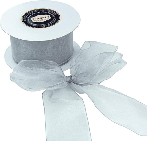 VATIN Christmas Ribbon Sheer Organza Wired Ribbon 2-1/2 inch 50 Yards (150Ft) -Shell Grey,Perfect for Making Bows and Wreaths...