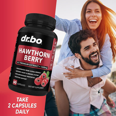 Hawthorn Berry Capsules Supplement - 1330mg 4:1 Hawthorn Extract for Digestion & Heart Health Supplements - Extra Strength Fresh Hawthorn Berry Ex...