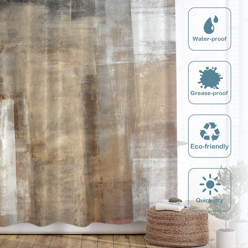 Batmerry Brown Beige Abstract Art Decorative Shower Curtain, Brown Art Abstract Acrylic Painting Shower Curtain Cute Long wide Shower Curtain with...