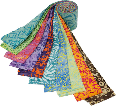 Stitch & Sparkle Indonesian Premium Batik Cotton Vibrant Dreams Jelly Roll 2.5''x 44''...