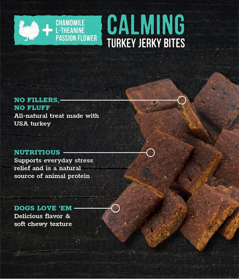 Wholesome Pride Functional Calming Support Turkey Recipe Jerky Bites Calming Dog Treats - 8 oz...