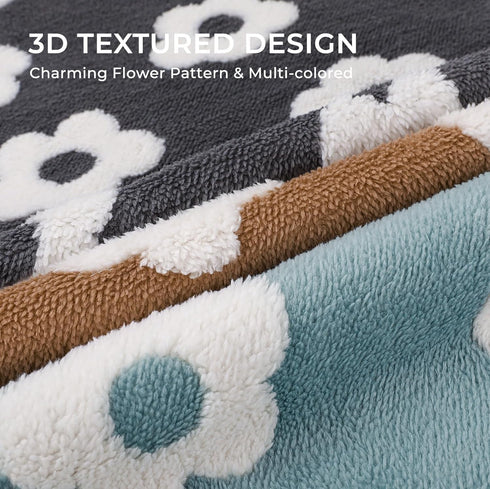 Luciphia Waterproof Dog Cat Blanket Fluffy Thick Fleece Pet Blanket,Washable Double Sided Sherpa Calming Blankets Flower Print Blankets for Medium...