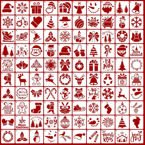 100 Pieces Christmas Stencils?3x3in and Reusable Painting DIY Template for Painting on Wood Ornaments DIY Crafts Fabrics Window Christmas Decorati...