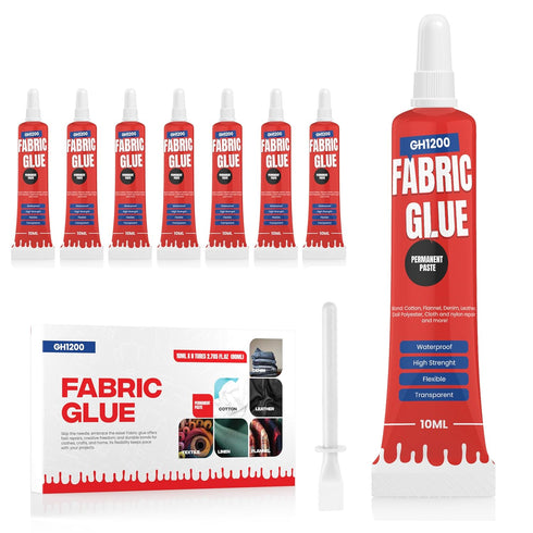 Fabric Glue Permanent (10 ML x 8) Craft Liquid Stitch Fabric Glue for Patches, Denim, Cotton, Fabric, Lenin & More, Flexible & Machine...