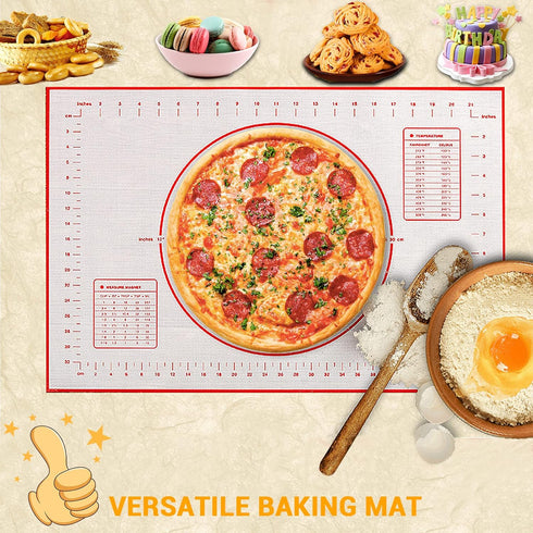 Silicone Baking Mat, Qidoe (16"x 24") Extra Thick Non Stick Baking Mat with Measurement Fondant Mat/Dough Rolling Mat/Counter Mat/Pizza Mat/Oven L...