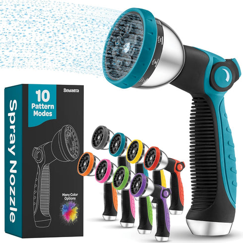 Hose Nozzle Heavy Duty Hose Sprayer With 10 Adjustable Watering Patterns. Thumb Control Design, Comfortable Ergonomic Grip, Garden Hose Nozzle for...