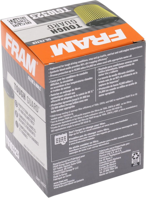 FRAM Tough Guard Replacement Oil Filter TG10323 with SureGrip, Designed for Interval Full-Flow Conventional and Synthetic Oil Changes Lasting Up t...