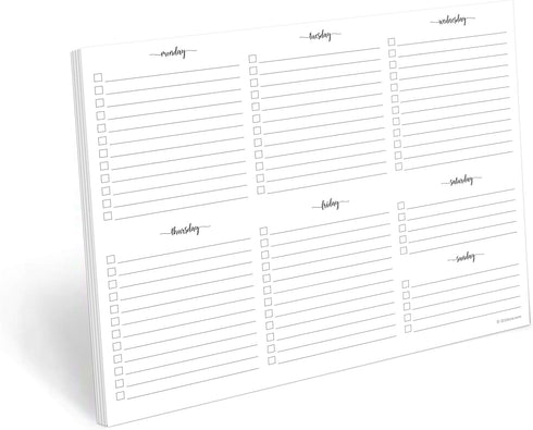 321Done Weekly Checklist Notepad Landscape Minimalist - Letter Size - 50 Sheets (8.5" x 11") Landscape to-Do's Notepad Tear Off, Planning Memo Pad...