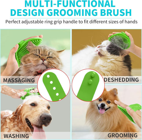 3PCS Dog Bath Brush | Dog Shampoo Brush | Dog Scrubber for Bath | Dog Bath Brush Scrubber | Dog Shower/Washing Brush with Adjustable Ring Handle f...