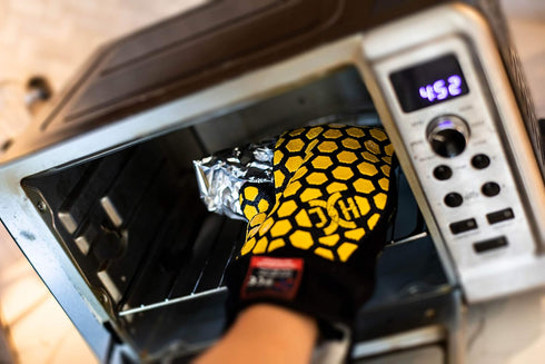 J H Heat Resistant Oven Glove:EN407 Certified 932 °F, 2 Layers Silicone Coating, Oven Mitts for Cooking, Kitchen, Fireplace,Camping, Grilling, 1 P...