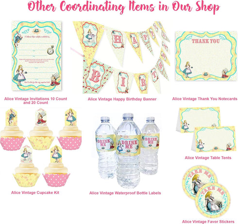 Alice in Wonderland Bottle Wraps - 20 Alice Water Bottle Labels - Made in The USA...
