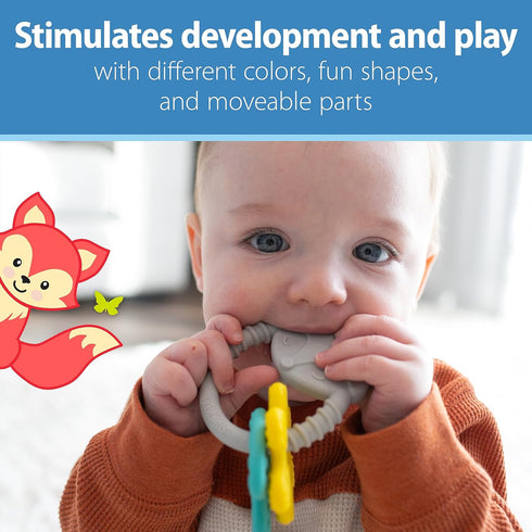 Dr. Brown's Learning Loop Fox, Baby Teether Ring with Multiple Shapes & Textures, Soft 100% Silicone, BPA Free, 3m+...