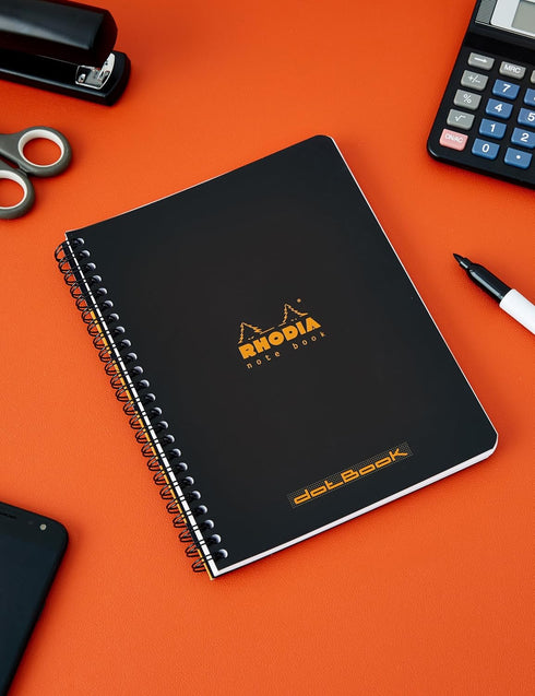 RHODIA 193439C - Spiral Notebook (Full Bound) Notebook Black - A5+ - Dot Dot - 160 Detachable Pages - White Clairefontaine Paper 80 g/m - Soft and...