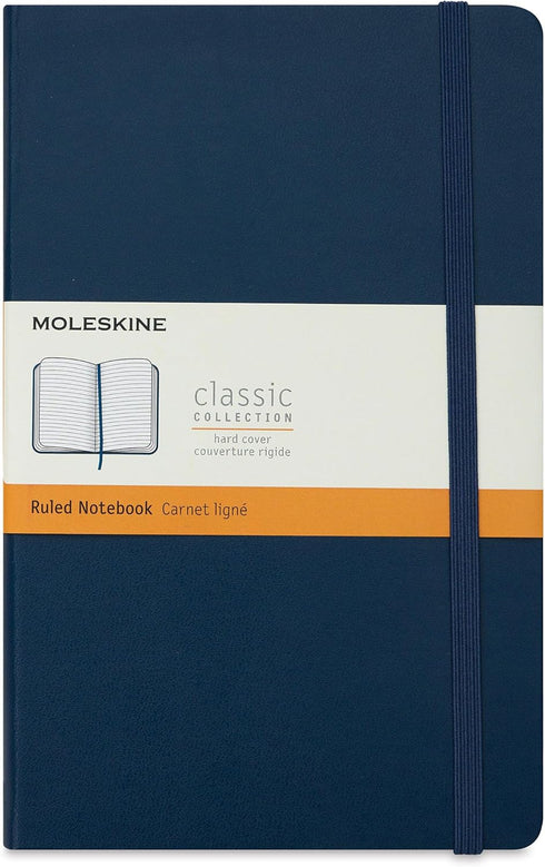 Moleskine Classic Notebook, Hard Cover, Large (5" x 8.25") Ruled/Lined, Sapphire Blue, 240 Pages...