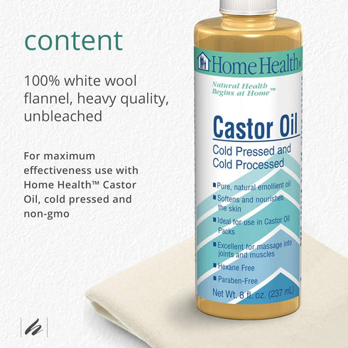 Home Health Wool Flannel - 100% White Wool, Extra Thick Weave, Unbleached, No Synthetics, For Castor Oil Packs, Reusable - Cruelty-Free, Eco-Frien...
