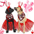 6 Pcs Valentines Day Dog Costume Set Including 2 Pcs Red Heart Headband 2 Pcs Buffalo Plaid Pet Bandana 2 Pcs Red Tutu Skirt, Cupid Headband Dog T...