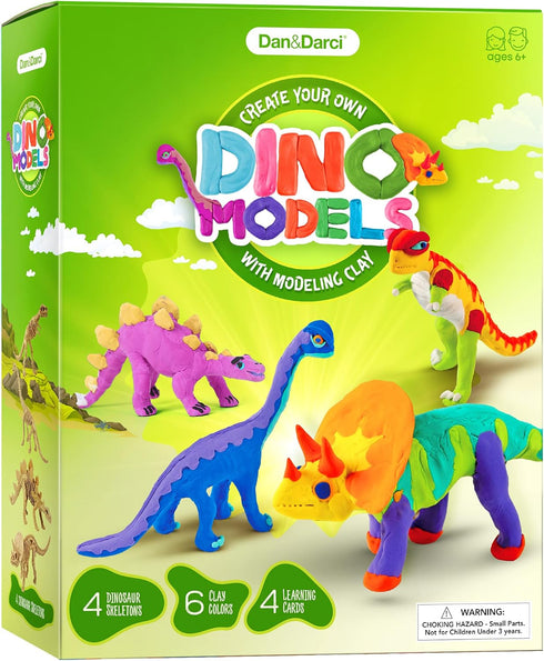 Dino Models, Clay Craft Kit - Dinosaur Arts and Crafts for Kids - Dinosaur Easter Gifts for Boys & Girls - Build 4 Dinos with Air Dry Magic Modeli...
