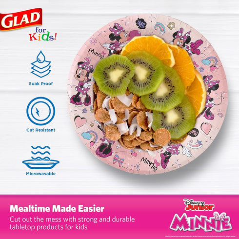 Glad for Kids Disney Mickey and Friends 12oz Paper Bowls| Disney Minnie Mouse Pink Polka Dot Paper Bowls, Kids Bowls| Kid-Friendly Paper Bowls for...