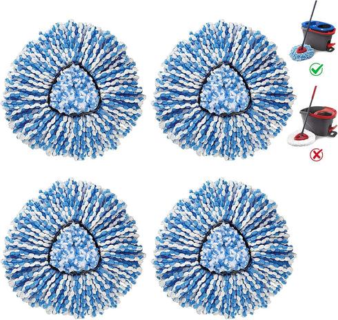 BonusLife 4-Pack Mop Head for O-Ceda RinseClea Spin Mop Refill 2-Tank System Only Easy Cleaning Microfiber Replacement...
