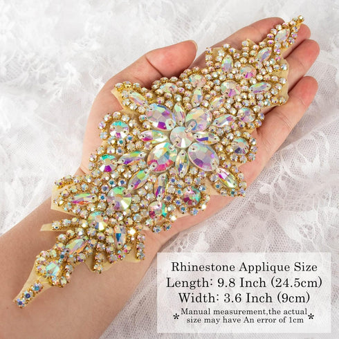 ShiDianYi Bridal Wedding Dress Sash Belt Applique with AB Stone Belt Waist Decoration Rhinestone Sash...