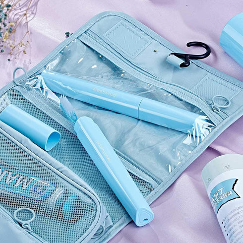 Travel Toothbrush Case Plastic Container Box Breathable Design with Air Hole More Toothbrush Tube for Home Daily Office Business Use (Light Blue)...