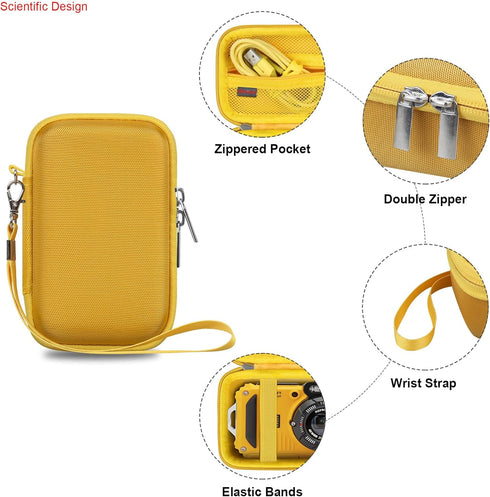Carrying Case for Kodak PIXPRO WPZ2 Rugged Waterproof Digital Camera, Shockproof WiFi 4K Video Digital Camera Storage Cover Bag, Mesh Pocket fits ...