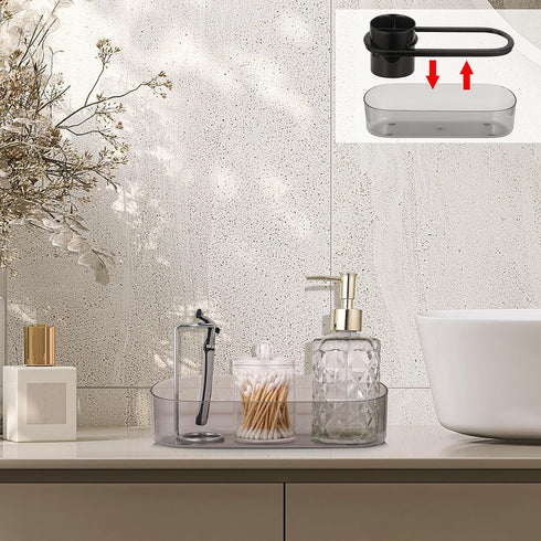 Black Toothbrush Holder for Bathroom,Detactable Bathroom Tray for Men,Electric Tooth Brushing Holder,Bathroom Countertop Organizer,Tooth Brush Too...