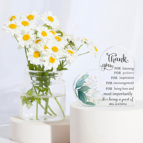 Thank You Gift for Women, Heart-Shaped Acrylic Desk Decor with Appreciation Message for Women, Teacher, Coworkers, Friend, Boss, Appreciation Gift...
