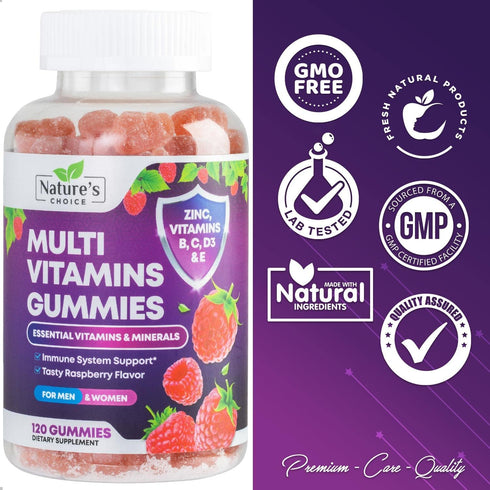 Multivitamin Gummies - Nature's Daily Gummy Multivitamins for Adults, Women & Men with Vitamins A, C, E, B6, B12, and Minerals - Natural Multi Vit...