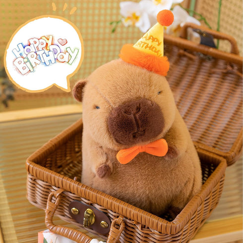 Cute Happy Birthday Capybara Plush Soft Capybara Stuffed Animal Kawaii Capybara Plushie Stuffed Toys Gift for Kids 13 inch...