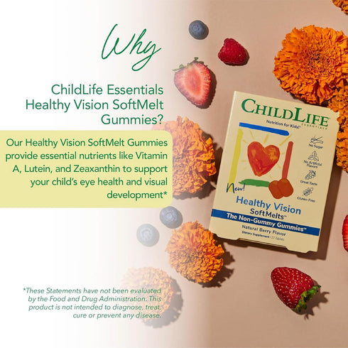 CHILDLIFE ESSENTIALS Healthy Vision SoftMelts - Eye Vitamins for Kids, Lutein Gummies, Lutein and Zeaxanthin Supplements, Eye Health Gummies, Lute...