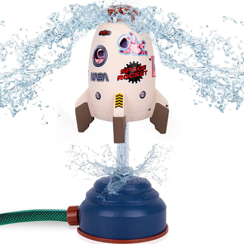 ArtCreativity Sprinkler Rocket Launcher for Kids - Outdoor Rocket Sprinkler with 31 NASA Themed Stickers - Kids Sprinklers for Outside Water Play ...