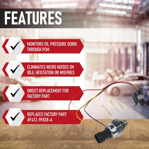 ICP Sensor with Harness Kit, Injection Control Pressure, Compatible with Ford Vehicles - 7.3 Powerstroke E350, F250, F-350 Super Duty - Replaces F...