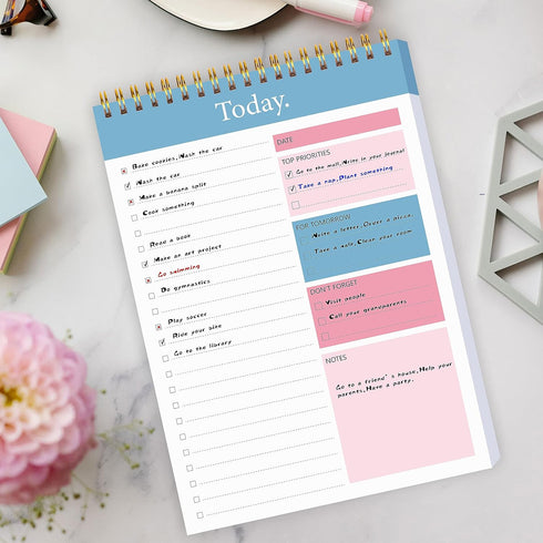 To Do List Notepad - Daily Planner Notepad Undated 52 Sheets Tear Off, 6.5" x 9.8" Checklist Productivity Organizer with Hourly Schedule for Tasks...