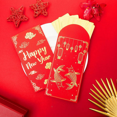 Henoyso Chinese Red Envelope Chinese Red Money Envelopes 2024 New Year Envelopes 3.5 x 6.7'' CNY Red Pocket Envelopes Hongbao for Spring Festival ...