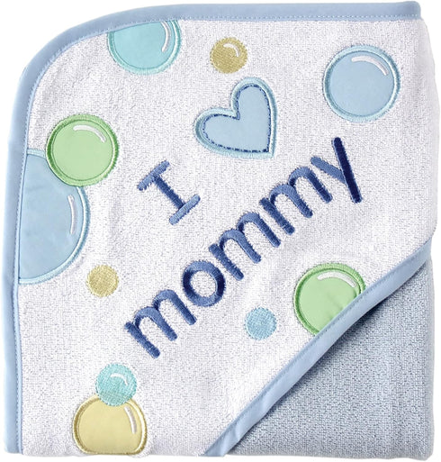 Luvable Friends Unisex Baby Hooded Towel, Blue Mom, One Size...