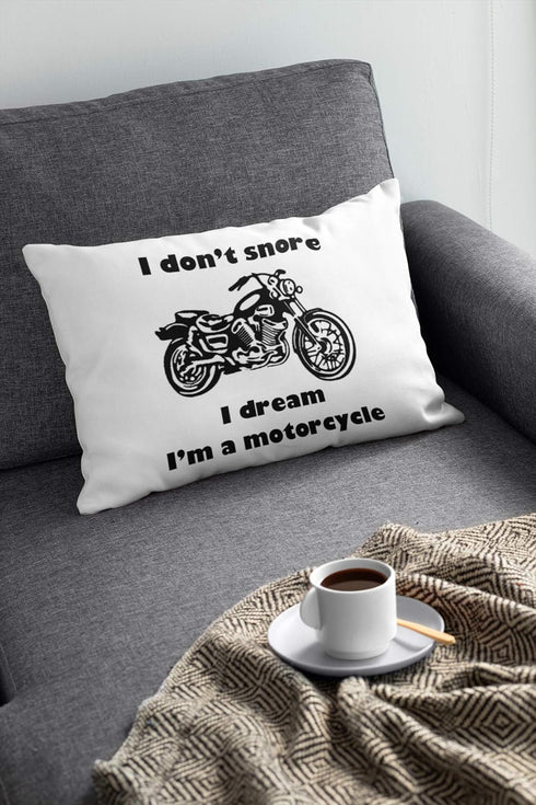 I Don't Snore I Dream I'm a Motorcycle Novelty Pillow Cover Motorbike Gifts for Biker dad Men Grandpa Uncle Pillowcase, Triumph Lover Cheap case...