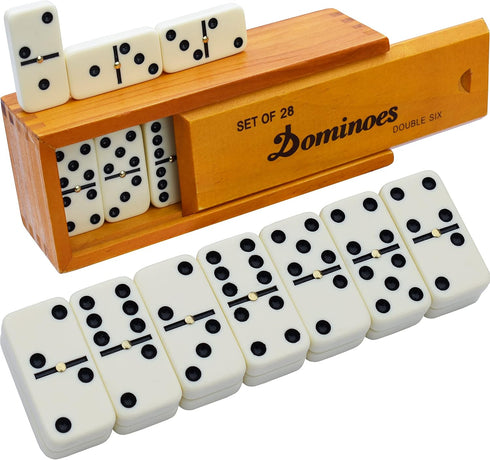 Queensell Dominos Set for Adults – Dominoes - Classic Board Games, Double 6 Dominoes Family Games for Kids and Adults - Double Six Standard Domino...