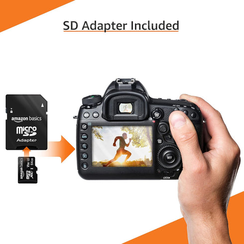 Amazon Basics Micro SDXC Memory Card with Full Size Adapter, A2, U3, Read Speed up to 100 MB/s, 64 GB (2pack), Black...