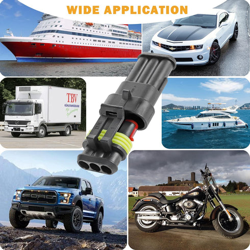 10 Kit 3 Pin Connector, 20-16 AWG Waterproof Electrical Automotive Wire Connector, 1.5mm Series Terminals Male Female Car Connectors Plug Sets...